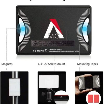 Aputure Amaran MC RGBWW Mini On Camera Video Light,3200K-6500K,CRI/TLCI 96+,HSI Mode,Support Magnetic Attraction,App with USB-C PD and Wireless Charging