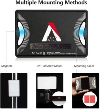Aputure Amaran MC RGBWW Mini On Camera Video Light,3200K-6500K,CRI/TLCI 96+,HSI Mode,Support Magnetic Attraction,App with USB-C PD and Wireless Charging