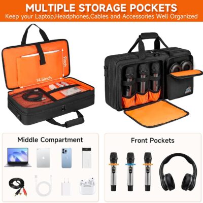 71b9uTodwL. AC SL1500 DJ Controller Case Compatible with Pioneer DDJ-FLX4/DDJ-REV1/DDJ-400/DDJ-SB3/DDJ-RB,Padded DJ Controller Storage Bag Fits for Numark Mixtrack Pro FX/Platinum FX/Roland DJ-202 (21.5 x 12 x 2.5 in)