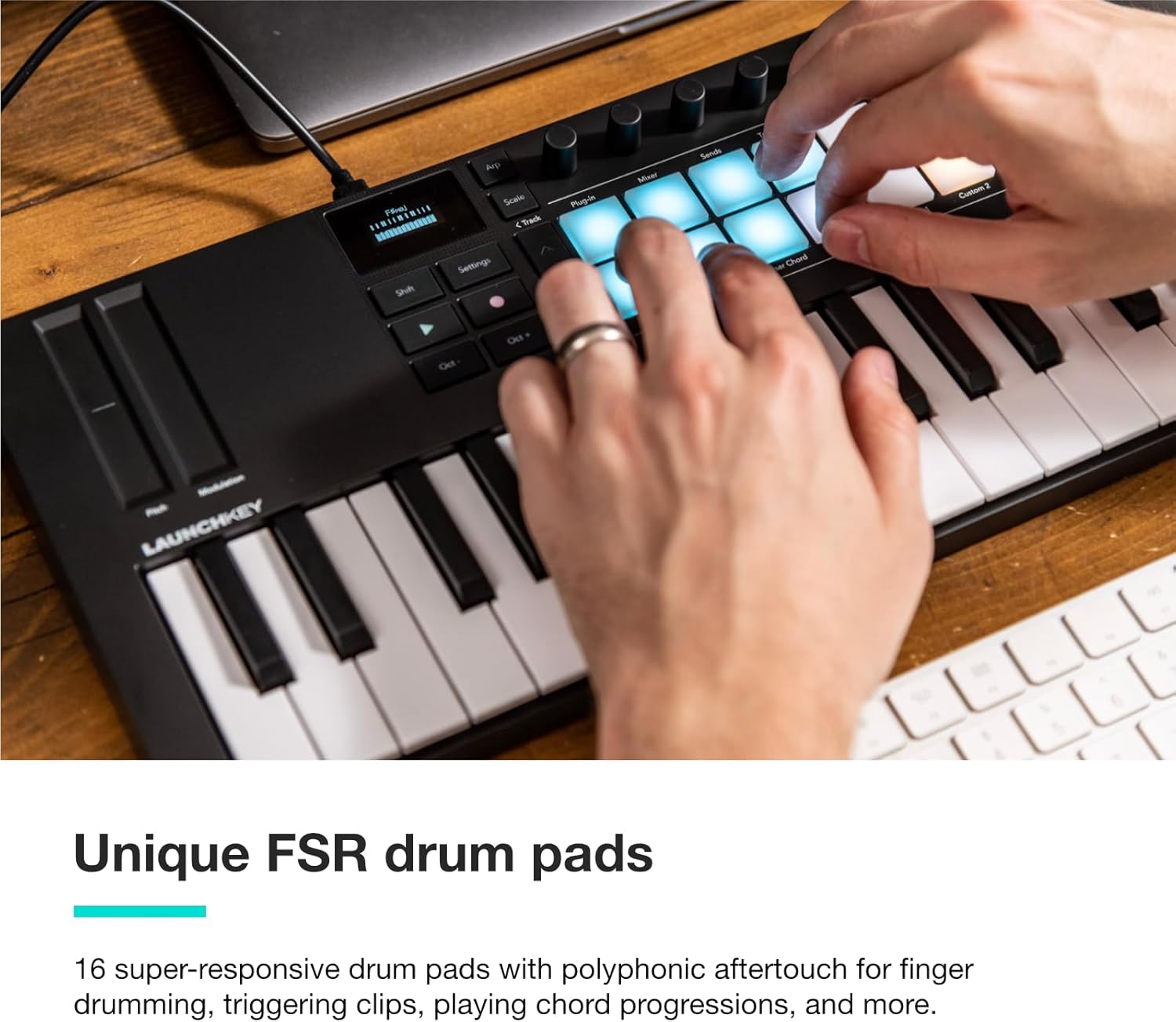 Novation Launchkey Mini 37 MK4 — Portable 37 Mini-Key, USB, MIDI Keyboard Controller with DAW Integration. Chord Mode, Scale Mode, Drum Pads, and Arpeggiator. Includes Music Creation Software Bundle