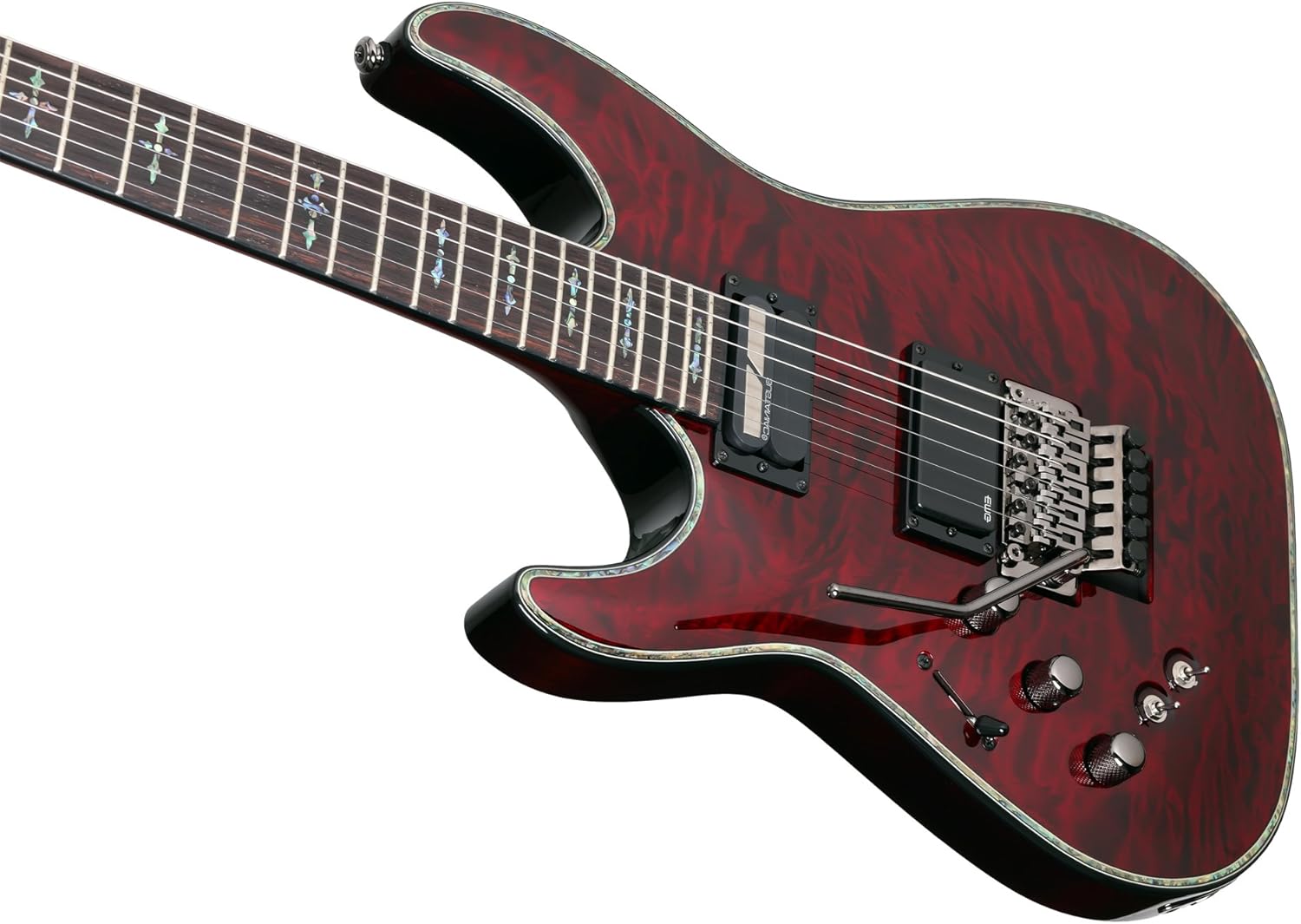 Schecter Hellraiser C-1 with Floyd Rose Sustainiac Left-Handed – Black Cherry