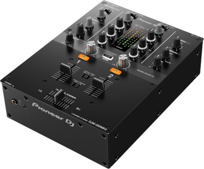 Pioneer DJM-250MK2 2-Channel DJ Mixer with Independent Channel Filter – Bundle with TRS Cable, 2 XLR Cables, and Austin Bazaar Polishing Cloth