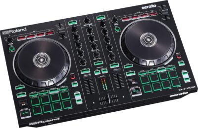 Roland DJ-202 DJ Controller Bundle with Stand, Headphones, and Austin Bazaar Polishing Cloth