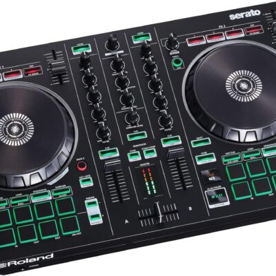 Roland DJ-202 DJ Controller Bundle with Stand, Headphones, and Austin Bazaar Polishing Cloth
