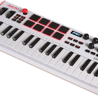 71cDLA5IAL. AC SL1500 Akai Professional MPK Mini Plus – USB MIDI Keyboard Controller with 37 Mini Keys, 8 MPC Pads, Sequencer, MIDI/CV/Gate I/O and Native Instruments Sound Package, White Limited Edition