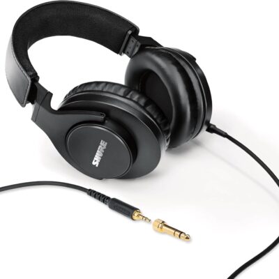 Shure SRH440A Professional Over-Ear Wired Studio Headphones – Monitoring & Recording Headphones with Enhanced Frequency Response, Adjustable & Collapsible Design, Works with All Audio Devices, Black