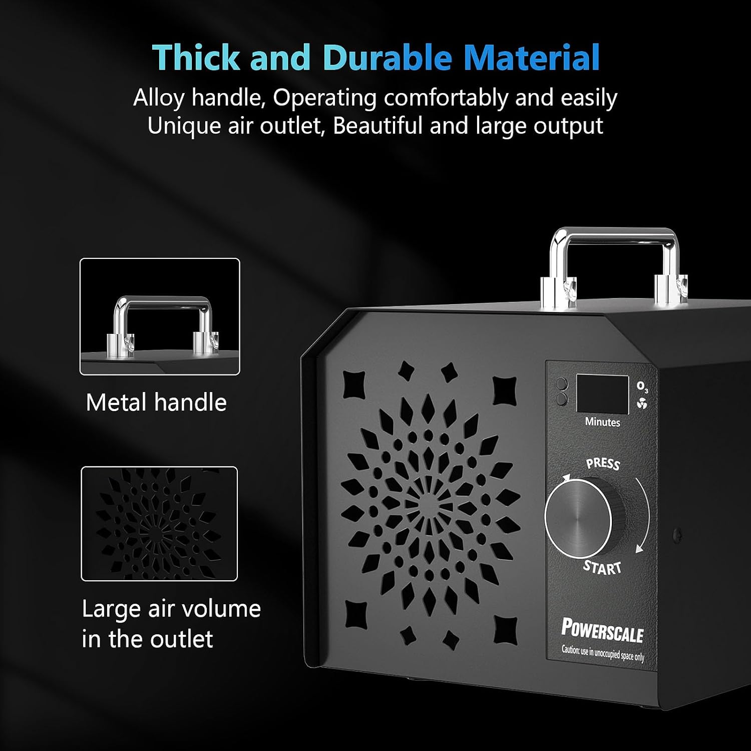 PowerScale Ozone Generator 90,000mg/h O3 Intelligent Control Ozone Odor Eliminator Commercial Ozone Machine Odor Removal, For Home, Car, Pet Room – High Capacity Ionizer Ozone Air Purifier, Black