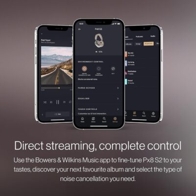 Bowers & Wilkins Px8 S2 Wireless Over-Ear Headphones, Active Noise Cancelling & Transparency Mode, High-Res Playback, 30H Playtime with Quick Charge Support, Bluetooth Headphones, Onyx Black