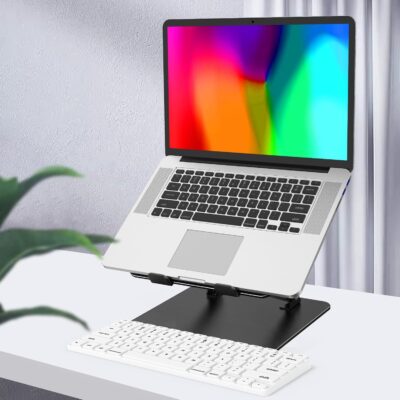 Adjustable Laptop Stand for Desk, Metal Foldable Laptop Riser Holder, Portable Desktop Book Stands, Ventilated Cooling Computer Notebook Stand Compatible with 10-15.6 Laptops