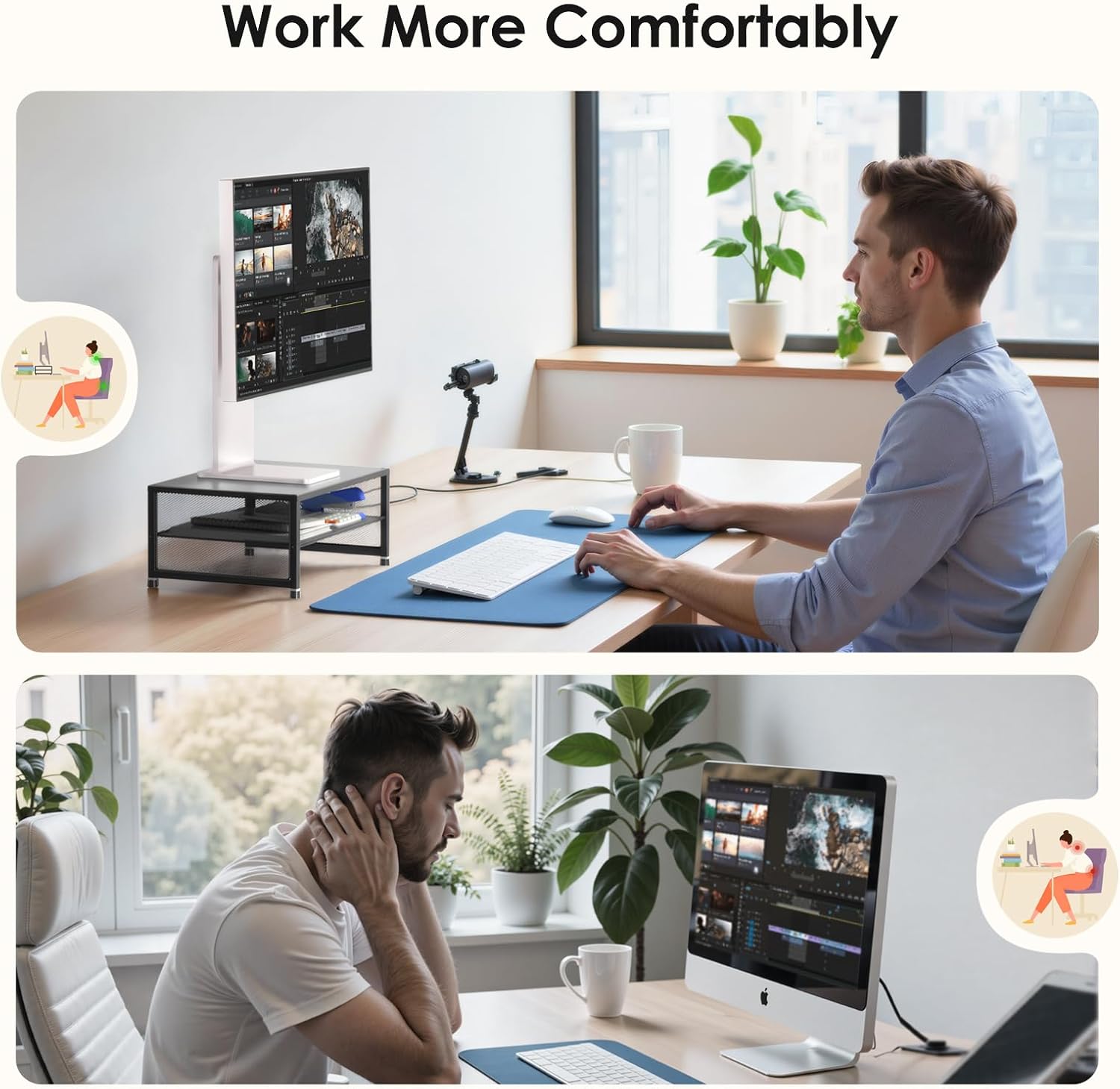 2-Tier Computer Monitor Stand Riser, Desk Organizer for Monitor, Printer & Laptop Stand, Desktop Workspace Organizers for Office Supplies(Black)