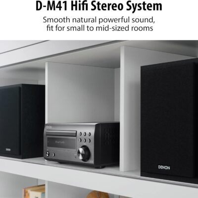 Denon D-M41 Home Theater Mini Amplifier and Bookshelf Speaker Pair – Compact HiFi CD Stereo System with Speakers, FM/AM Tuner, Wireless Bluetooth Amplifier | Perfect for Small Rooms and Home Cinema