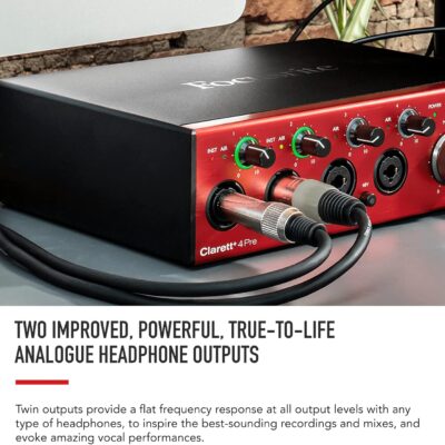 71dVL8OAtUL. AC SL1500 Focusrite Clarett+ 4Pre USB Studio-Grade Audio Interface for Music Makers — Four Low-Noise, Low-Distortion Mic Preamps providing True-To-Life Sound