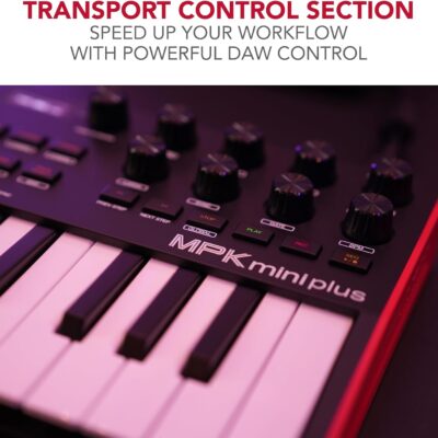 Akai Professional MPK Mini Plus – USB MIDI Keyboard Controller with 37 Mini Keys, 8 MPC Pads, Sequencer, MIDI/CV/Gate I/O, Music Production Software and Native Instruments Sound Package