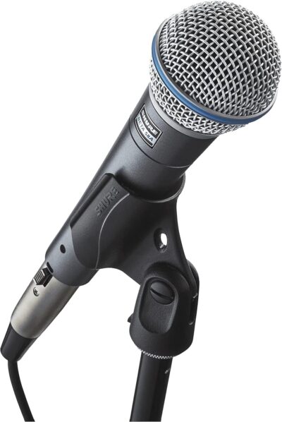 71ddxb2EzFL. AC SL1500 Shure BETA 58A Vocal Microphone – Single Element Supercardioid Dynamic Mic for Stage and Studio with A25D Adjustable Stand Adapter, 5/8 to 3/8 (Euro) Thread Adapter & Storage Bag, Brushed Nickel