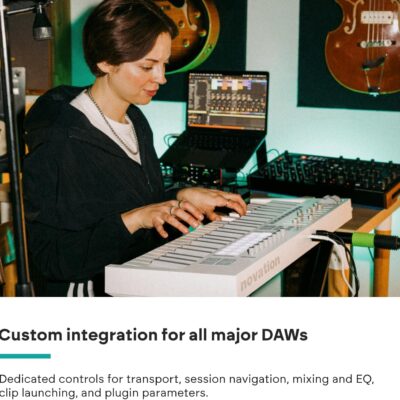 Novation Launchkey 49 White MK4 – 49 Semi-Weighted Key, USB, MIDI Keyboard Controller with DAW Integration. Chord & Scale Modes, 16 Drum Pads, Arpeggiator, & Includes Music Creation Software Bundle