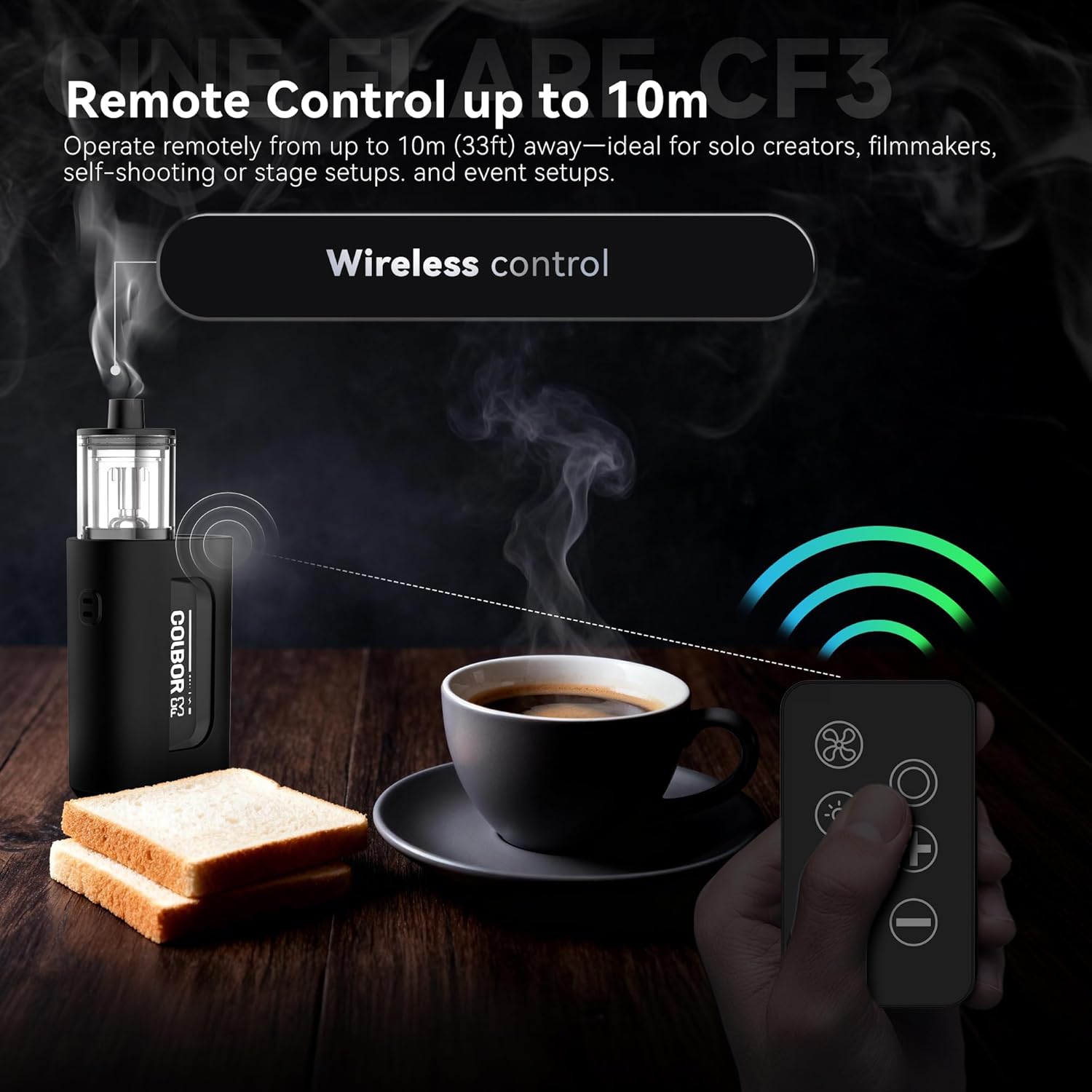 COLBOR CF3 Fog Machine Portable Mini Handheld Smoke Machine for Photography with Remote Control, Small Fogger Haze Maker with 60° Tilt-Protection for Indoor Outdoor Christmas Party Cosplay