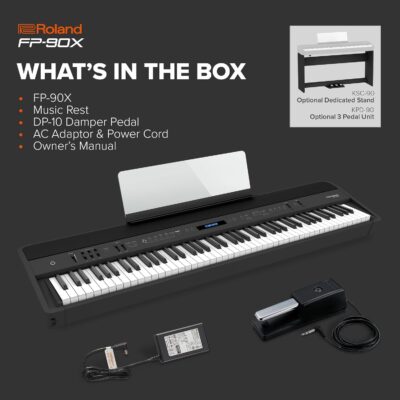 Roland FP-90X | Flagship Portable 88-Note Digital Piano | Immersive & Powerful 4 Speaker System | Distinctive Acoustic Tones & Deep Sound Shaping | Bluetooth & MIDI Connectivity | Black