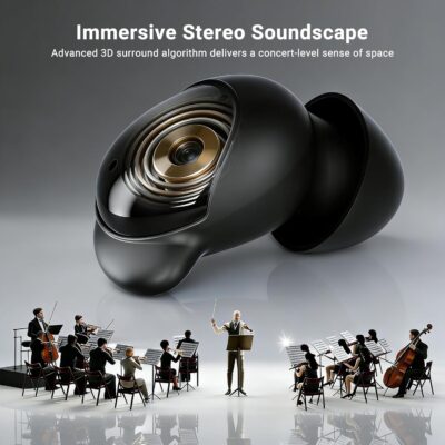 T33 Sleep Earbuds, Bluetooth 6.0 Noise Cancelling Sleep Headphones for Side Sleepers, ANC Up to 98%, Sleep Mode, 48H Playtime, Small Earbuds Comfort Fit for Sleeping, Travel, Work, Black