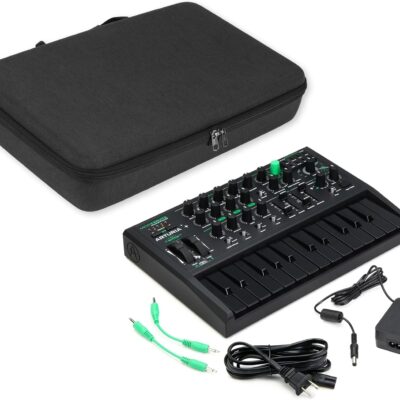 GEEKRIA Hard Shell Travel Case Compatible with Arturia MicroBrute UFO/MicroFreak, Audio Synthesizer Carrying Bag (Dark Gray)