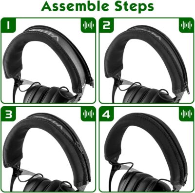 Geekria Flex Fabric Headband Cover Compatible with V-Moda Crossfade LP/ LP2/ M-100/ Wireless Headphones, Replacement Repair Part, Easy DIY Installation (Black)