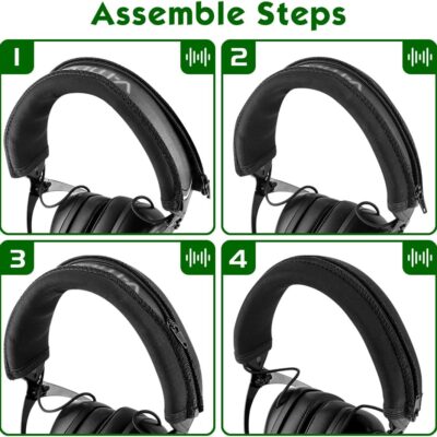 Geekria Flex Fabric Headband Cover Compatible with V-Moda Crossfade LP/ LP2/ M-100/ Wireless Headphones, Replacement Repair Part, Easy DIY Installation (Black)