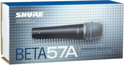 Shure BETA 57A Instrument Microphone – Supercardioid Dynamic Mic for Vocal and Instrumental Applications with High Output Neodymium Element, Durable Steel Mesh Grille and Shock Mount