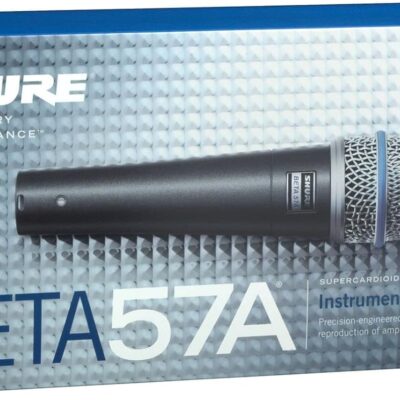 Shure BETA 57A Instrument Microphone – Supercardioid Dynamic Mic for Vocal and Instrumental Applications with High Output Neodymium Element, Durable Steel Mesh Grille and Shock Mount