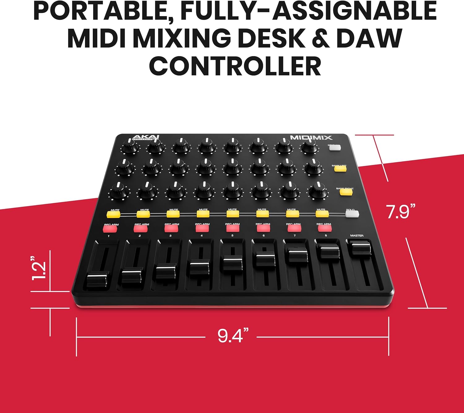 Akai Professional MIDImix – USB MIDI Controller Mixer with Assignable Faders and Master Fader, 24 Knobs and 16 Buttons, 1 to 1 Mapping With Ableton Live