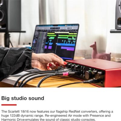 Focusrite Scarlett 18i16 4th Gen USB Audio Interface, for Songwriting, Music Production, Recording, and Podcasting — High-Fidelity, Studio Quality Recording, and All the Software You Need to Record