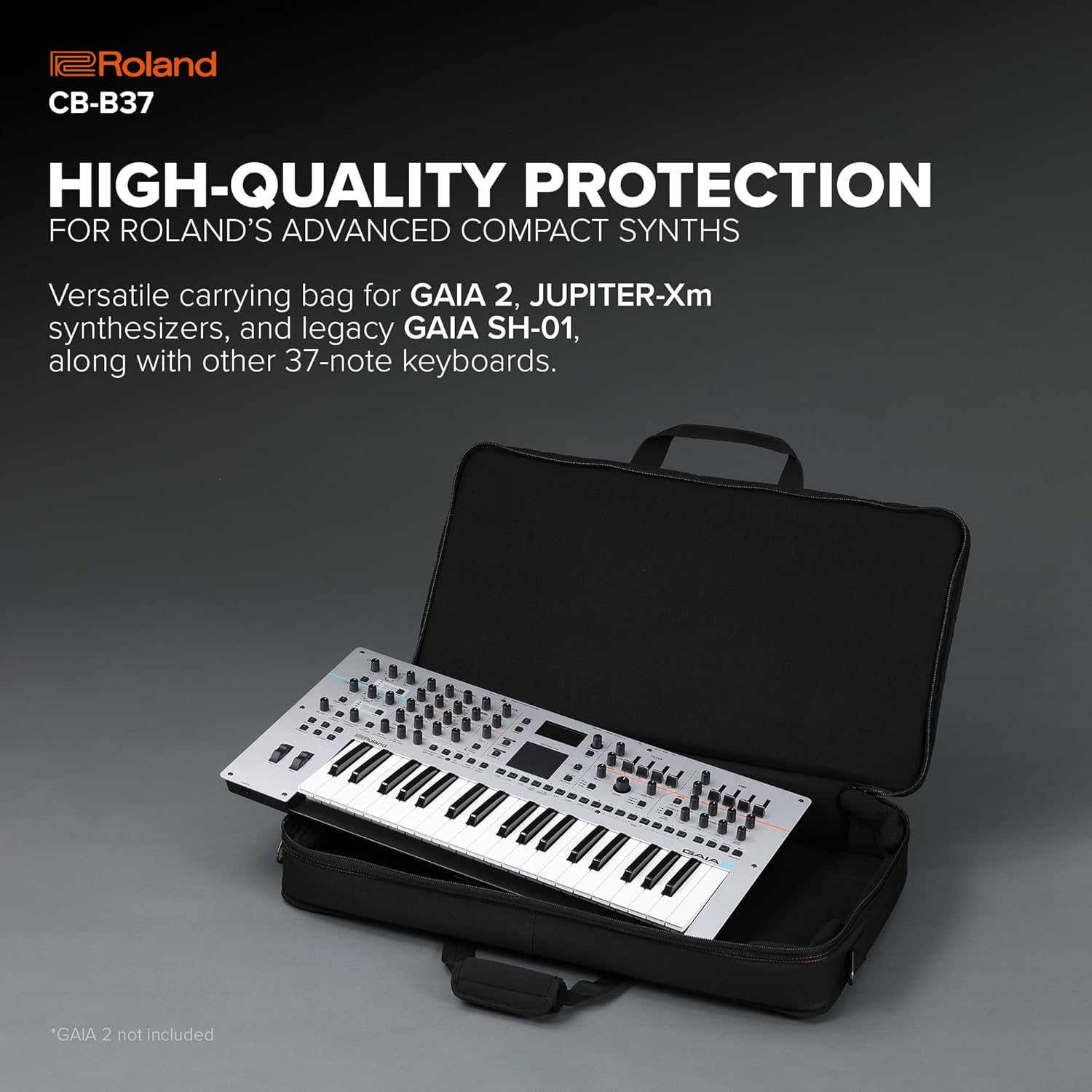 Roland CB-B37 Keyboard Bag | Versatile Carrying Bag for GAIA 2, JUPITER-Xm Synthesizers, SH-01 & Other 37-Note Keyboards | Durable Exterior Materials | Thick Padding & Soft Fleece Interior