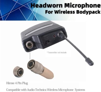 71iNypKUWnL. AC SL1500 Microphone Headset Headworn Earset Over Ear Hanging Mic Compatible with Audio Technica Wireless System & Bodypack Transmitter, Ideal for Lectures, Live Performance, Theater, Podcasts-Beige