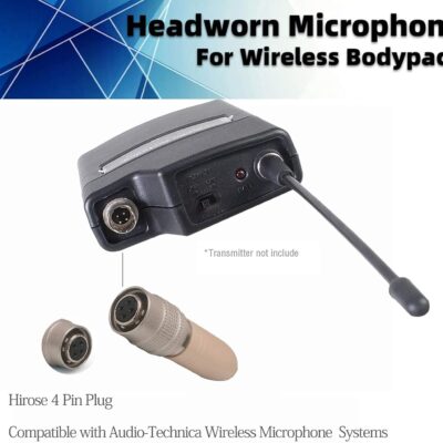 71iNypKUWnL. AC SL1500 Microphone Headset Headworn Earset Over Ear Hanging Mic Compatible with Audio Technica Wireless System & Bodypack Transmitter, Ideal for Lectures, Live Performance, Theater, Podcasts-Beige