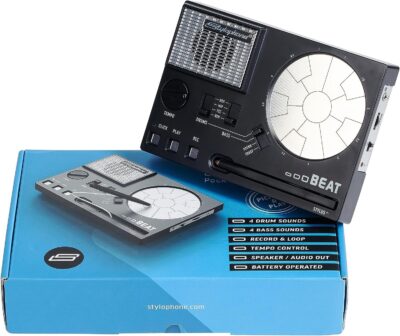 Stylophone Beat – Compact Stylus Drum Machine | 4 Drum Kits & 4 Bass Sounds | Rhythm Machine Beat Maker | Drum Loop Machine