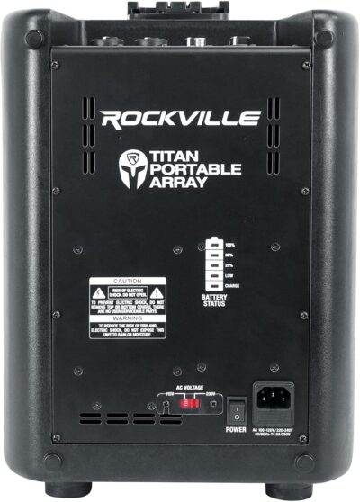 71j3T3BY6dL. AC SL1500 Rockville Titan Portable Array 1200W Battery Powered PA DJ Speaker System w/Subwoofer, Bluetooth 5.0, Rechargeable Battery, Built-in Mixer, for Outdoor Events and Small Gigs