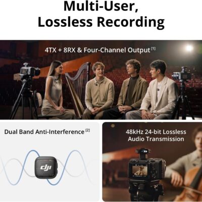 DJI Mic 3 (2 TX + 1 RX + Charging Case), Wireless Microphone for iPhone/Camera/Android, Ultralight, Adaptive Gain Control for Balanced Volume, Dual Band Anti-Interference, 28hrs Use, Vlog
