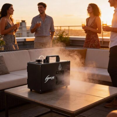 CHAUVET DJ Hurricane Haze 1DX 800-CFM Haze Machine Bundle with DMX Cable, High-Performance Haze Fluid, and Austin Bazaar Polishing Cloth