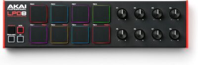 Akai Professional LPD8 – USB MIDI Controller with 8 Responsive RGB MPC Drum Pads for Mac and PC, 8 Assignable Knobs and Music Production Software