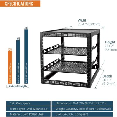 71jWIcNzS2L. AC SL1500 Tecmojo 12U Open Frame Network Rack for IT & AV Gear, AV Rack Floor Standing or Wall Mounted,with 2 PCS 1U Rack Shelves & Mounting Hardware,Network Rack for 19 Networking,Audio and Video Device