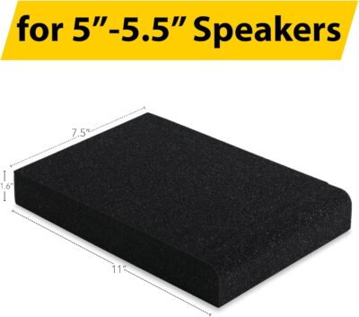 Sound Addicted – Studio Monitor Isolation Pads for 5 Inch Monitors, Pair of Two High Density Acoustic Foam which Fits Most Speaker Stands | SMPad 5