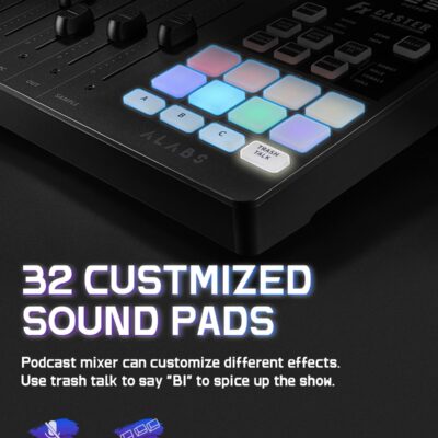 71kCWm69fEL. AC SL1500 ALABS Fxcaster Podcast Equipment Bundle – All-in-One Podcasting Starter Setup with 7-Channel Soundboard, Audio Interface, and 25mm Diaphragm XLR Microphone for Live Streaming, Recording, and TikTok