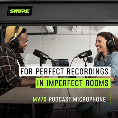 Shure MV7X XLR Podcast Microphone with XLR Cable – Dynamic Mic for Podcasting & Vocal Recording, Voice-Isolating Technology, All Metal Construction, Mic Stand Compatible, Optimized Frequency – Black