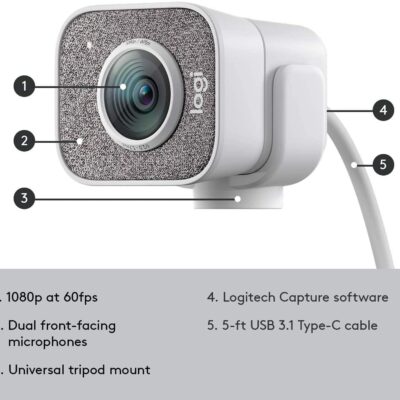 Logitech StreamCam – White – 1080P HD 60fps Streaming Webcam (Renewed)