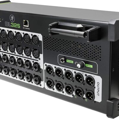 Mackie DL32S 32-channel Digital Rack Mixer with Integrated 32-in/32-out USB 2.0 Audio Interface + Pro Headphone with Pair of EMB XLR Cable and Gravity Magnet Phone Holder Bundle