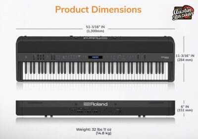 Roland FP-90X 88-Key Digital Piano – Black Bundle with Adjustable Stand, Bench, Sustain Pedal, Online Piano Lessons, Instructional DVD, and Austin Bazaar Polishing Cloth