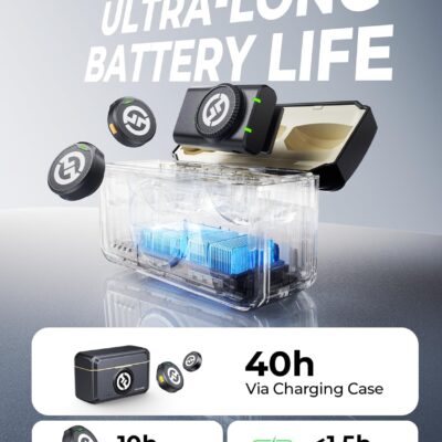 Hollyland Lark M2 Wireless Lavalier Microphone for Camera PC Laptop Phones, Mini Lapel Microphone Wireless, 48KHz 24Bit, 1000ft Range, Noise Cancellation, 30H Battery for Video Recording, Streaming