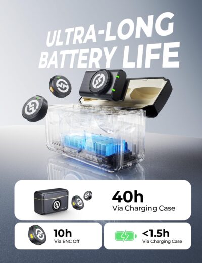 Hollyland Lark M2 Wireless Lavalier Microphone for Camera PC Laptop Phones, Mini Lapel Microphone Wireless, 48KHz 24Bit, 1000ft Range, Noise Cancellation, 30H Battery for Video Recording, Streaming