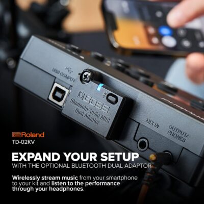 Roland TD-02KV V-Drums | Electronic Drum Kit with Expressive Playability, Noise-Reducing Features, Mesh-Head Snare, Wide Acoustic-Style Playing Layout & Optional Bluetooth Expansion | Onboard Coach