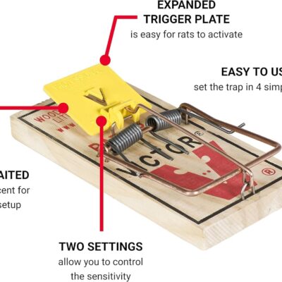 Victor M205 Easy Set Plastic Pedal Sustainably Sourced FSC Wood Humane Snap Rat Trap (Pack of 3)