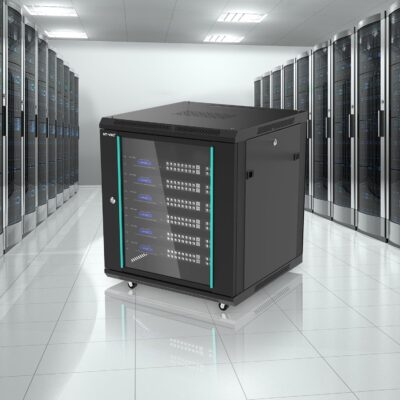 MT-VIKI 12U Server Cabinet Network Rack Vented Enclosure w/Moving Wheel, 0.8mm Thick Steel, 23.6 Deep (600mm), for 19 IT Equipment, Included 1pcs 12 Depth Rack Shelf
