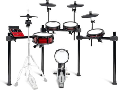 Alesis Nitro Ultimate Electric Drum Set with Dual Zone Quiet Mesh Pads, Movable Hi-Hat, 640 Authentic BFD Sounds and 52 Kits, Bluetooth, Drumeo, USB MIDI, Double Kick Compatible